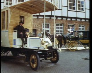 Link to Video | bridge, Nymphenburg Palace, penny-farthing, steam locomotive, Journeyman years, Max Jüdel, color, MAN SE, belt drive, smithy, truck, Nuremberg Transport Museum, Georg Noell, commercial vehicle, Büssing, railroad switch, signalling control