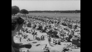Link to Video | Paul Karl Lieberenz, summer, crowd, Lido, leisure, Germany, recreation, 1950, lake, 1950s, Großer Wannsee, beach, daytime, 1959, West Berlin, bathing site, Berlin, West Germany, Badegast