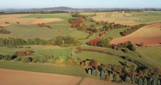 Link to Video | landscape, Saarland, autumn, rural area, Germany, aerial shot, upland