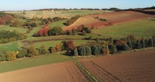 Link to Video | landscape, Saarland, autumn, rural area, Germany, aerial shot, upland