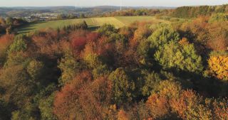Link zum Video | Landschaft, Saarland, Herbst, ländlicher Raum, Deutschland, Luftaufnahme, Hochland