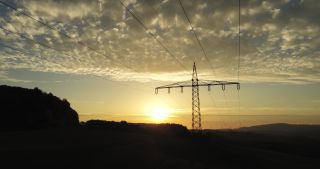 Link to Video | landscape, Saarland, cumulus, rural area, Germany, overhead power line, woodland, aerial shot, hill, transmission tower