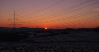 Link to Video | landscape, Saarland, winter, Germany, power cable, 4K resolution, 2021, electricity pylon type, Neunkirchen, transmission tower