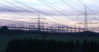 Link to Video | landscape, Saarland, winter, Germany, power cable, 4K resolution, 2021, electricity pylon type, Neunkirchen, transmission tower