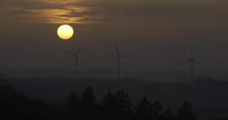 Link to Video | dusk, Saarland, renewable energy, electricity, Germany, sunset, wind turbine generator system, alternative energy, wind power, wind turbine, wind energy, hill, Marpingen
