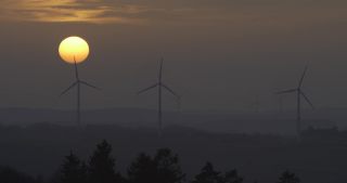 Link to Video | dusk, Saarland, renewable energy, electricity, Germany, sunset, wind turbine generator system, alternative energy, wind power, wind turbine, wind energy, hill, Marpingen