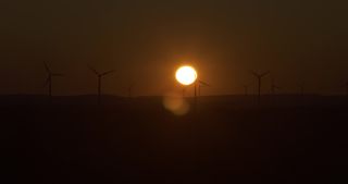 Link to Video | dusk, Saarland, renewable energy, electricity, Germany, sunset, wind turbine generator system, alternative energy, wind power, wind turbine, wind energy, hill, Marpingen