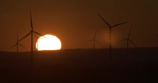 Link to Video | dusk, Saarland, renewable energy, electricity, Germany, sunset, wind turbine generator system, alternative energy, wind power, wind turbine, wind energy, hill, Marpingen