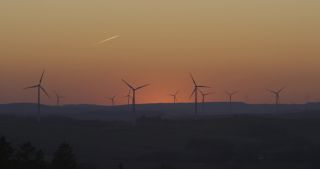 Link to Video | dusk, Saarland, renewable energy, electricity, Germany, sunset, wind turbine generator system, alternative energy, wind power, wind turbine, wind energy, hill, Marpingen