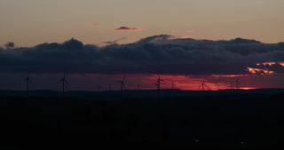 Link to Video | dusk, Saarland, renewable energy, electricity, Germany, sunset, wind turbine generator system, alternative energy, wind power, wind turbine, wind energy, hill, Marpingen