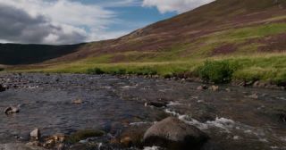 Link to Video | Scottish Highlands, landscape, Grampian Mountains, summer, United Kingdom, rural area, Aberdeenshire, Scotland, 4K resolution, Clunie Water, Calluna vulgaris, river, 2022, mountain