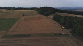 Link to Video | landscape, agriculture, Saarland, summer, Germany, food, crop, 4K resolution, combine harvester, aerial shot, 2022, St. Wendel
