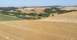 Link to Video | landscape, agriculture, Saarland, summer, straw, rural area, Germany, field, harvest, 4K resolution, farming business, aerial shot, 2022, St. Wendel