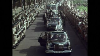 Link to Video | President of the United States, military police, state visit, 1967, West Berlin, Checkpoint Charlie, John F. Kennedy