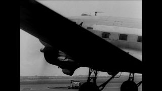 Link to Video | post–World War II era, Airbridge, airlift, blockade, black-and-white photography, Berlin, black and white