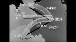 Link to Video | post–World War II era, Airbridge, airlift, blockade, black-and-white photography, Berlin, black and white