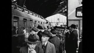 Link to Video | passenger train, Germany, 1936, train ride, Third Reich, black and white, train