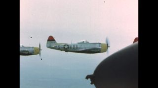 Link to Video | airplane with propellers, United States Air Force, Full High Definition, airplane, color, Air-to-air photography, World War II, 1945, daytime