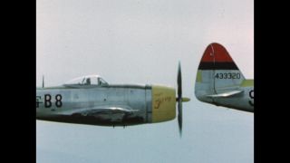 Link to Video | airplane with propellers, United States Air Force, Full High Definition, airplane, color, Air-to-air photography, World War II, 1945, daytime
