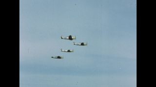 Link to Video | airplane with propellers, United States Air Force, Full High Definition, airplane, color, Air-to-air photography, World War II, 1945, daytime