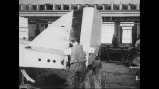 Link to Video | airplane with propellers, Elizabeth, New Jersey, aircraft construction, 1917, military aircraft, United States of America, manufactory, Plainfield, production, Standard Aircraft Corporation, black and white, aerospace manufacturer