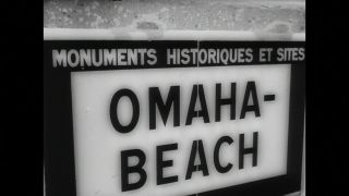 Link to Video | Omaha Beach, news program, France, Normandy, 1964, Colleville-sur-Mer, Atlantic Wall, newsreel, black and white