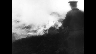 Link to Video | volcanic ash, smoke, natural phenomenon, Italy, Mount Vesuvius, 1944, volcanic eruption, black and white