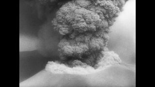 Link to Video | volcanic ash, smoke, natural phenomenon, Italy, Mount Vesuvius, 1944, volcanic eruption, black and white