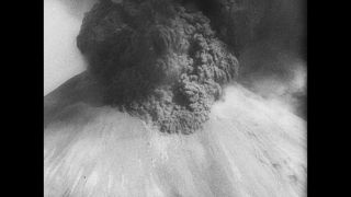 Link to Video | volcanic ash, smoke, natural phenomenon, Italy, Mount Vesuvius, 1944, volcanic eruption, black and white