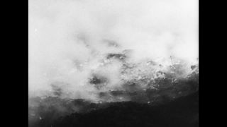 Link to Video | volcanic ash, smoke, natural phenomenon, Italy, Mount Vesuvius, 1944, volcanic eruption, black and white