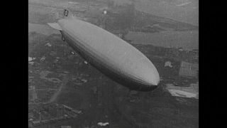 Link to Video | burning, airship, historical event, New Jersey, air transport, 1937, zeppelin, LZ 129 Hindenburg, May 6, United States of America, Hindenburg disaster, aerospace industry, disaster, misfortune, black and white, Lakehurst