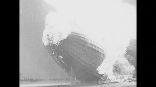 Link to Video | burning, airship, historical event, New Jersey, air transport, 1937, zeppelin, LZ 129 Hindenburg, May 6, United States of America, Hindenburg disaster, aerospace industry, disaster, misfortune, black and white, Lakehurst