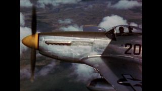 Link to Video | airplane with propellers, United States Air Force, Full High Definition, airplane, color, Air-to-air photography, World War II, 1945, daytime