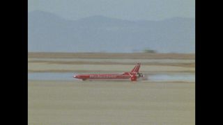 Link to Video | celerity, speed of sound, speed record, color, 1979, United States of America, rocket car, color motion picture film, California