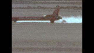 Link to Video | speed of sound, record, speed record, color, Stan Barrett, 1979, speed, rocket car, color motion picture film, Budweiser Rocket, California