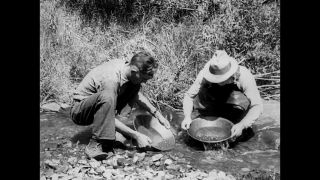 Link to Video | Nevada, adventure, 1931, gold miner, Spring Creek, gold rush, liquid water, United States of America, daytime, Spring Creek, black and white, gold