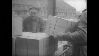 Link to Video | post-war, History of Germany (1945–1990), Germany, 1946, food, food distribution, Berlin, black and white, food product