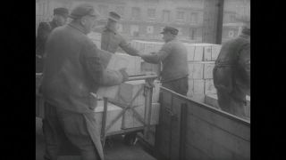 Link to Video | post-war, History of Germany (1945–1990), Germany, 1946, food, food distribution, Berlin, black and white, food product