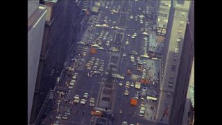 Link to Video | New York, motor car, private transport, megacity, metropolis, color, United States of America, 1958, New York City, color motion picture film