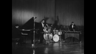 Link to Video | modern jazz, black-and-white photographic film, black-and-white photography, performance, 1960, musician, Modern Jazz Quartet, jazz, Modern Jazz Quartet concert