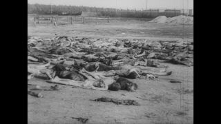 Link to Video | Liberation of Nazi camps, concentration camp, crime against humanity, Germany, The Holocaust, 1945, suffering, Bergen-Belsen concentration camp, black and white