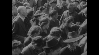 Link to Video | Liberation of Nazi camps, concentration camp, Buchenwald concentration camp, crime against humanity, Germany, The Holocaust, 1945, suffering, black and white