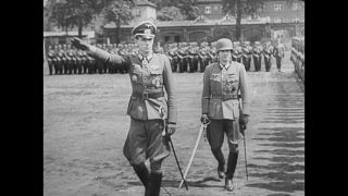 Link to Video | right-wing extremist, 20 July plot, military uniform, Line-up, Wehrmacht, Iron Cross, private, Knight's Cross of the Iron Cross, military officer, sound on tape, far-right, World War II, soldier, Third Reich, 1944, Otto Ernst Remer, Berlin, Nazi Germany, black and white, oration
