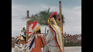 Link to Video | indigenous people, conquistador, color, headdress, plumage, indigenous peoples of the Americas, historical reenactment, DeLuna, Tristán de Luna y Arellano