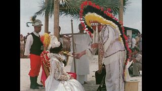 Link to Video | indigenous people, conquistador, color, headdress, plumage, indigenous peoples of the Americas, historical reenactment, DeLuna, Tristán de Luna y Arellano