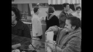 Link to Video | retail, supermarket, shop, consumer, Madrid, Spain, 1961, black and white