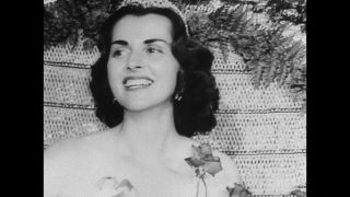 Link to Video | annual event, event, Fort Lauderdale, Mrs. America, beauty pageant contestant, feminine beauty ideal, May 11, beauty contest, United States of America, competition, woman, 1957, black and white, competition