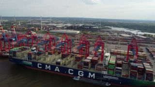 Link to Video | Hamburg, ship, cargo shipping, big city, logistics, Germany, business activity, color, 4K resolution, port, Europe, Northern Germany, aerial shot, 2024, day, freight transport, Hanseatic city, transport