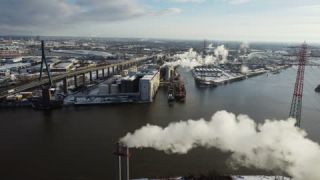 Link to Video | Hamburg, ship, footage, cargo shipping, big city, logistics, Germany, business activity, color, 4K resolution, port, Europe, aerial shot, 2024, day, freight transport, Hanseatic city, transport
