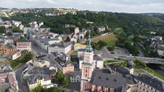 Link to Video | Thuringia, Germany, color, historic building, Europe, aerial shot, Greiz, Central Germany, day, eastern Germany